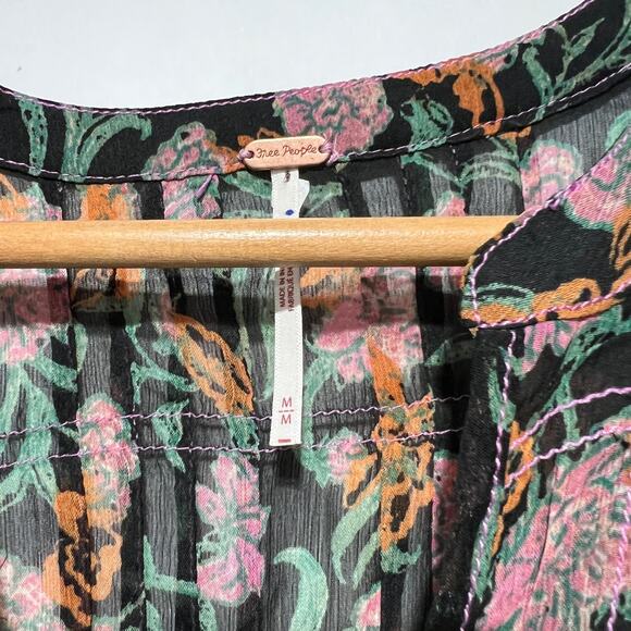 Free people Womens See it through Maxi Dress Long Sleeve Multicolor size M - Picture 6 of 10